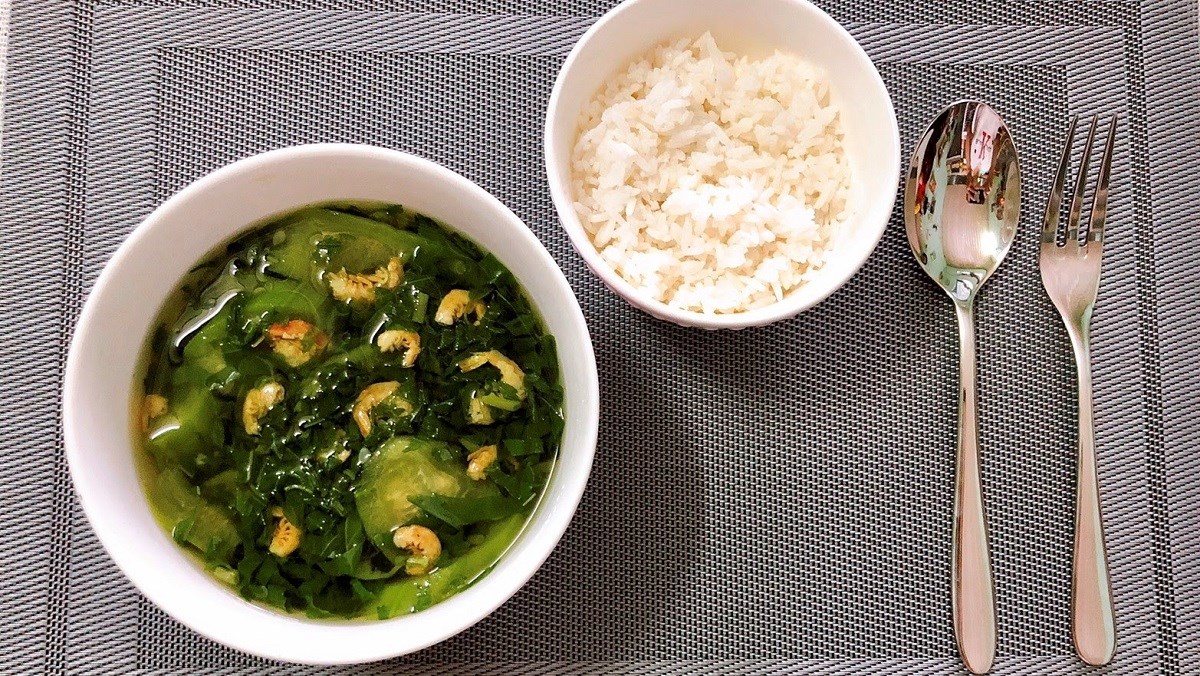 Canh mướp rau đay nấu tôm khô Canh mướp rau đay nấu tôm khô