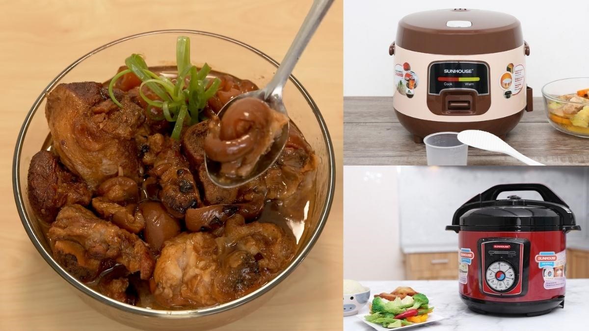 Chân giò hầm bằng nồi cơm điện, nồi áp suất. Cách nào ngon?
