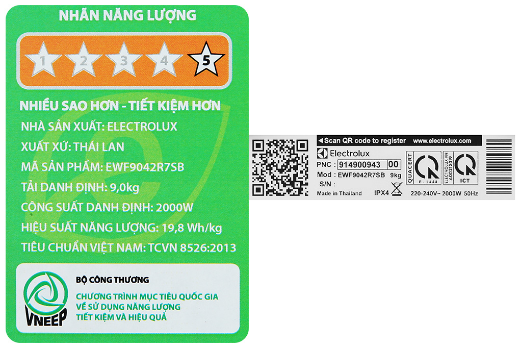 Máy Giặt Electrolux Inverter 9Kg EWF9042R7SB - Ảnh 10