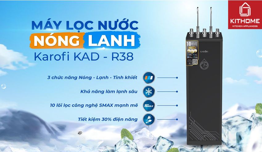 Máy Lọc Nước Nóng Lạnh Karofi KAD-R38 10 Lõi