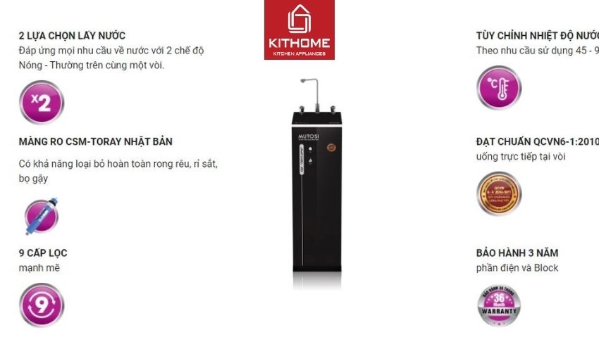 Máy Lọc Nước Mutosi Nóng Nguội 9 Lõi MP-592H-BK