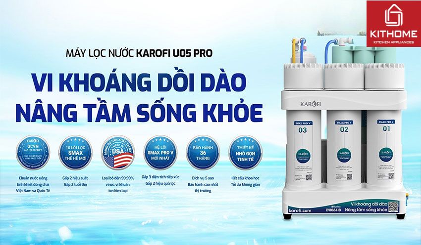 Máy Lọc nước Karofi KAQ-U05 Pro 10 Lõi