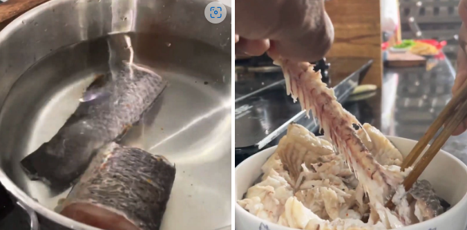 Luộc và lấy xương cá