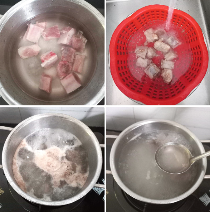 Chần và hầm sườn