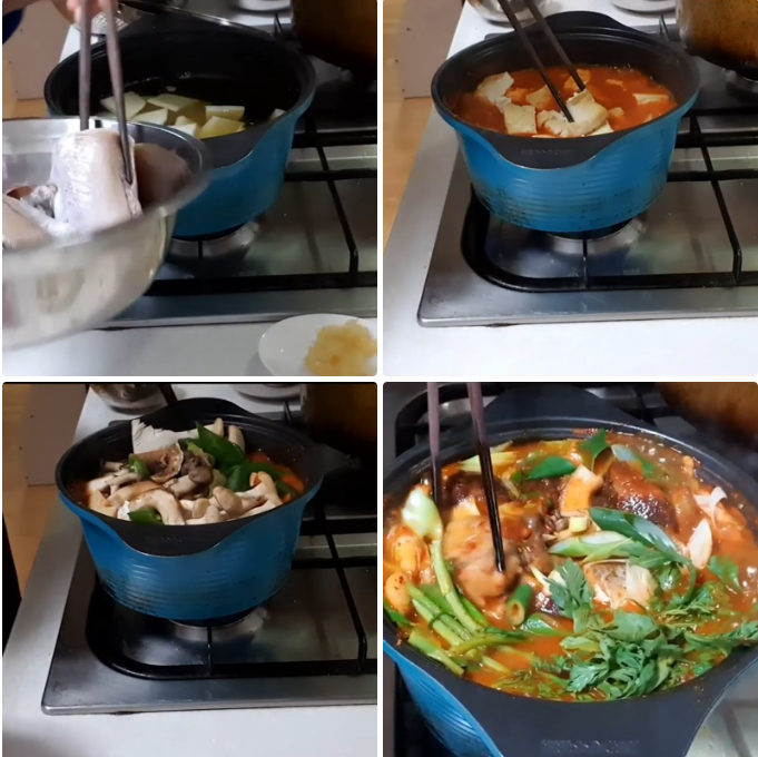 Nấu cá minh thái cùng rau củ