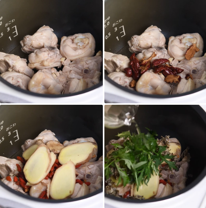 Hầm gà với lá ngải