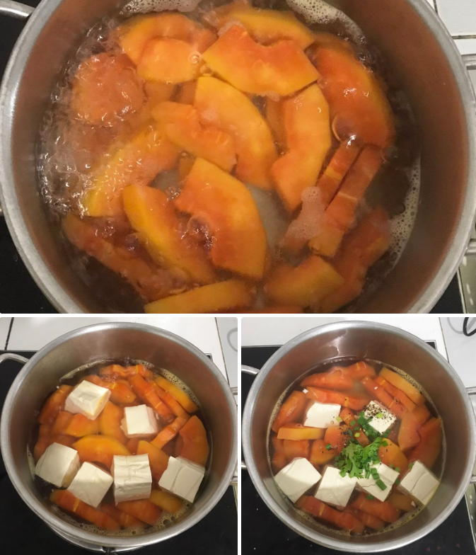 Nấu canh đu đủ chay