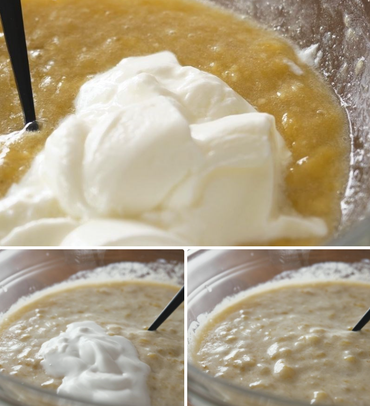 Trộn hỗn hợp chuối sữa chua cốt dừa