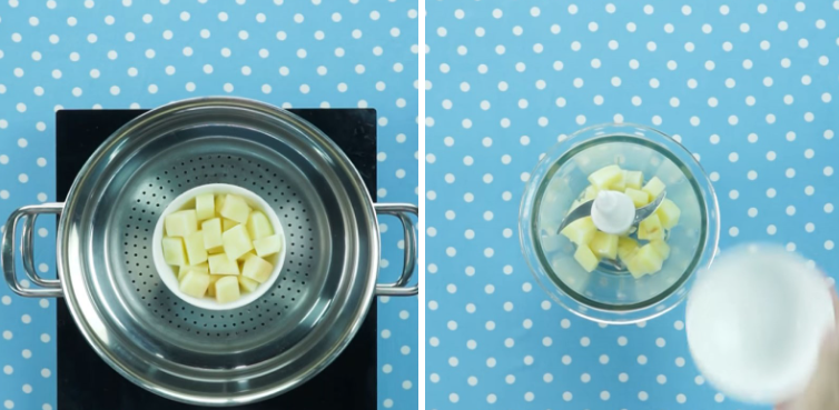 Hấp và xay nhuyễn khoai tây