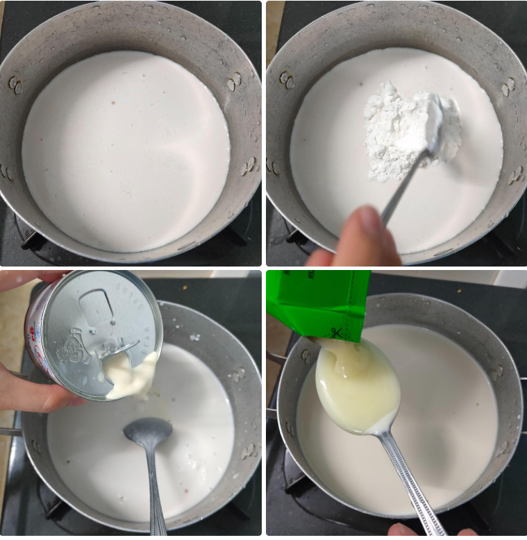 Nấu hỗn hợp bột làm kem