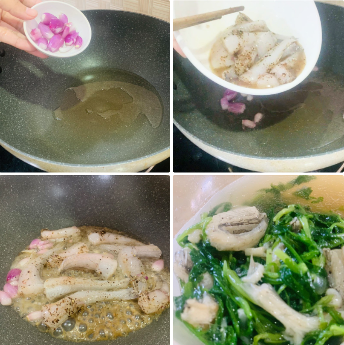 Nấu canh cá khoai cải cúc