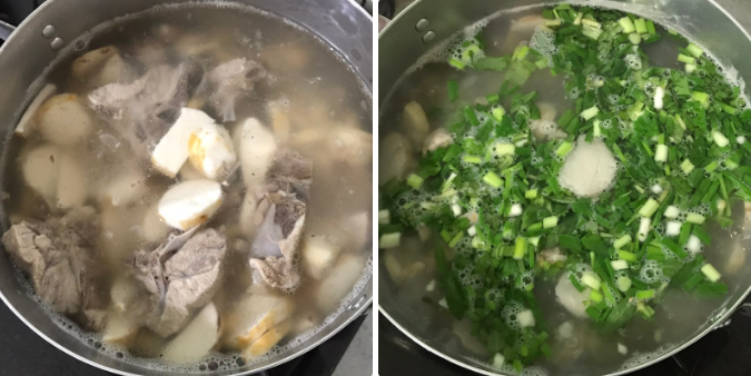 Nấu canh khoai sọ hầm xương Nấu canh khoai sọ hầm xương