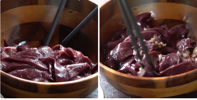 Sơ chế và ướp gan bò