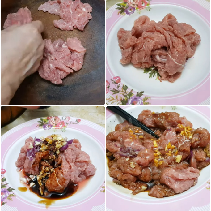 Sơ chế và ướp thịt bò