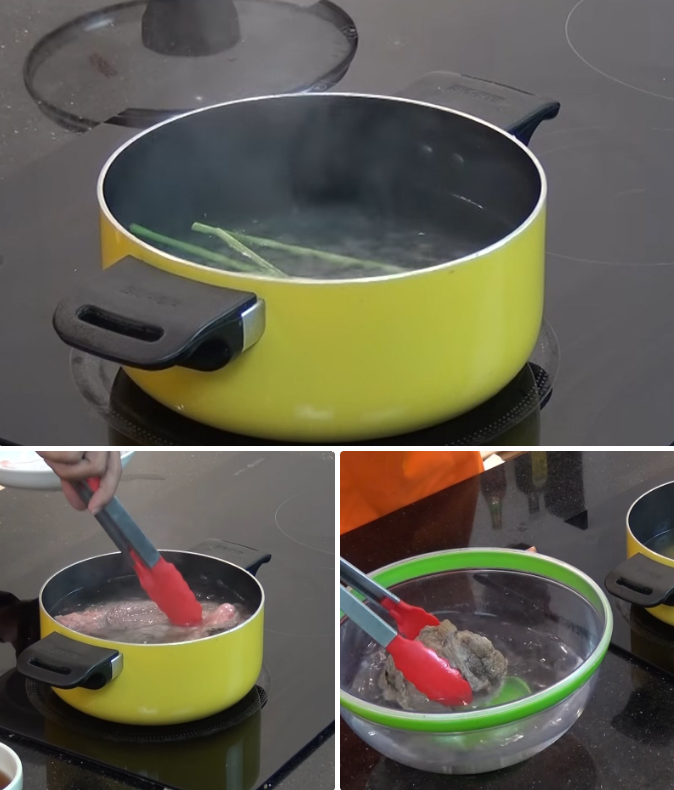 Sơ chế và luộc thịt bò Sơ chế và luộc thịt bò