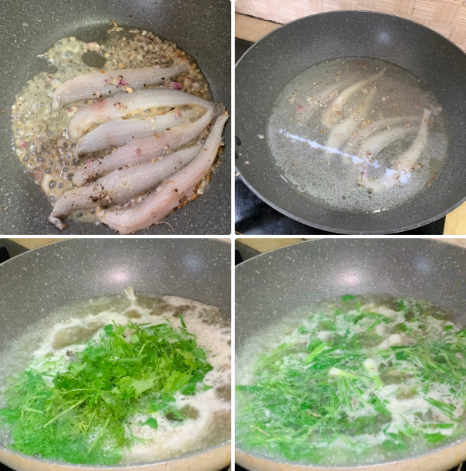 Nấu canh cá khoai rau thì là Nấu canh cá khoai rau thì là