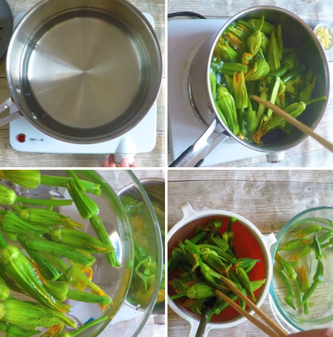 Chần sơ bông bí