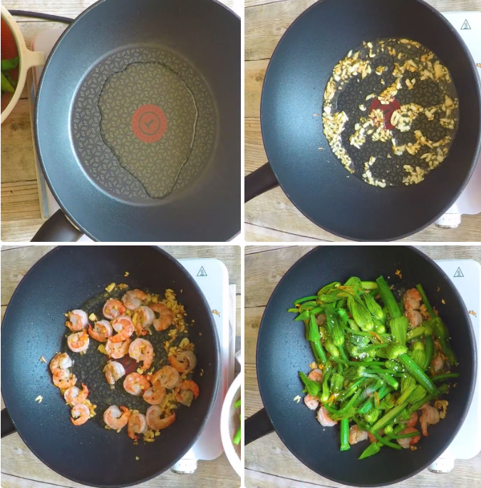 Xào bông bí với tôm