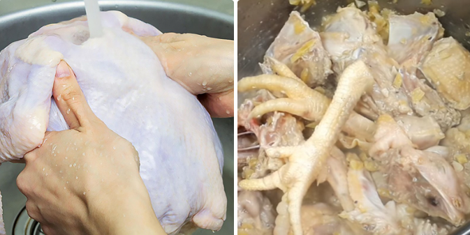 Sơ chế và ướp gà