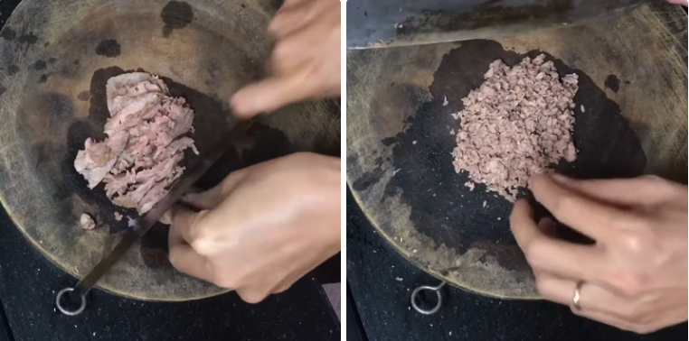 Cắt nhỏ thịt bò