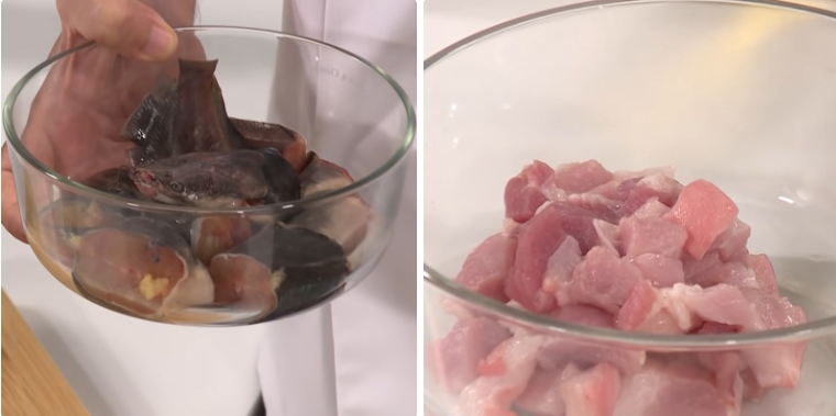 Sơ chế cá trê và thịt ba rọi