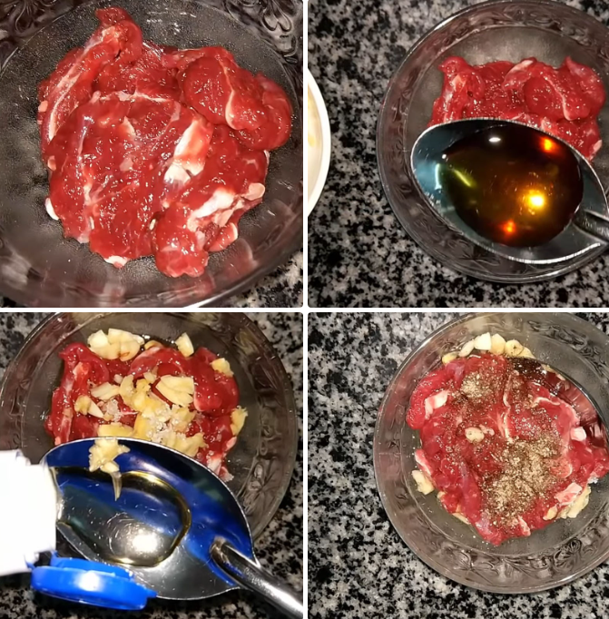 Sơ chế và ướp thịt bò