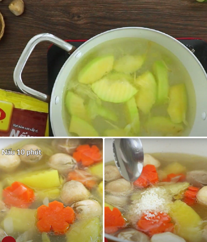 Hầm đu đủ với nấm rơm