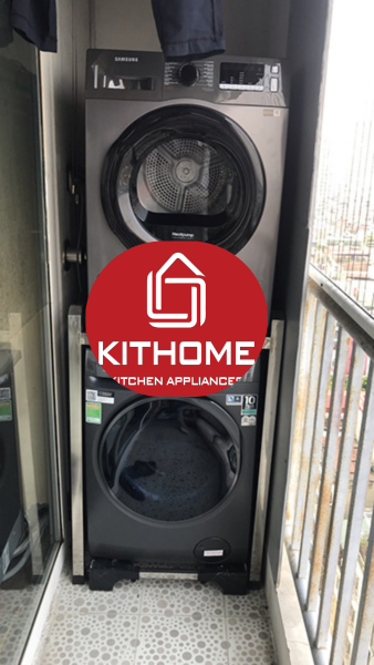 Cách để máy giặt và máy sấy chồng lên nhau -Sử dụng giá cố định Cách để máy giặt và máy sấy chồng lên nhau