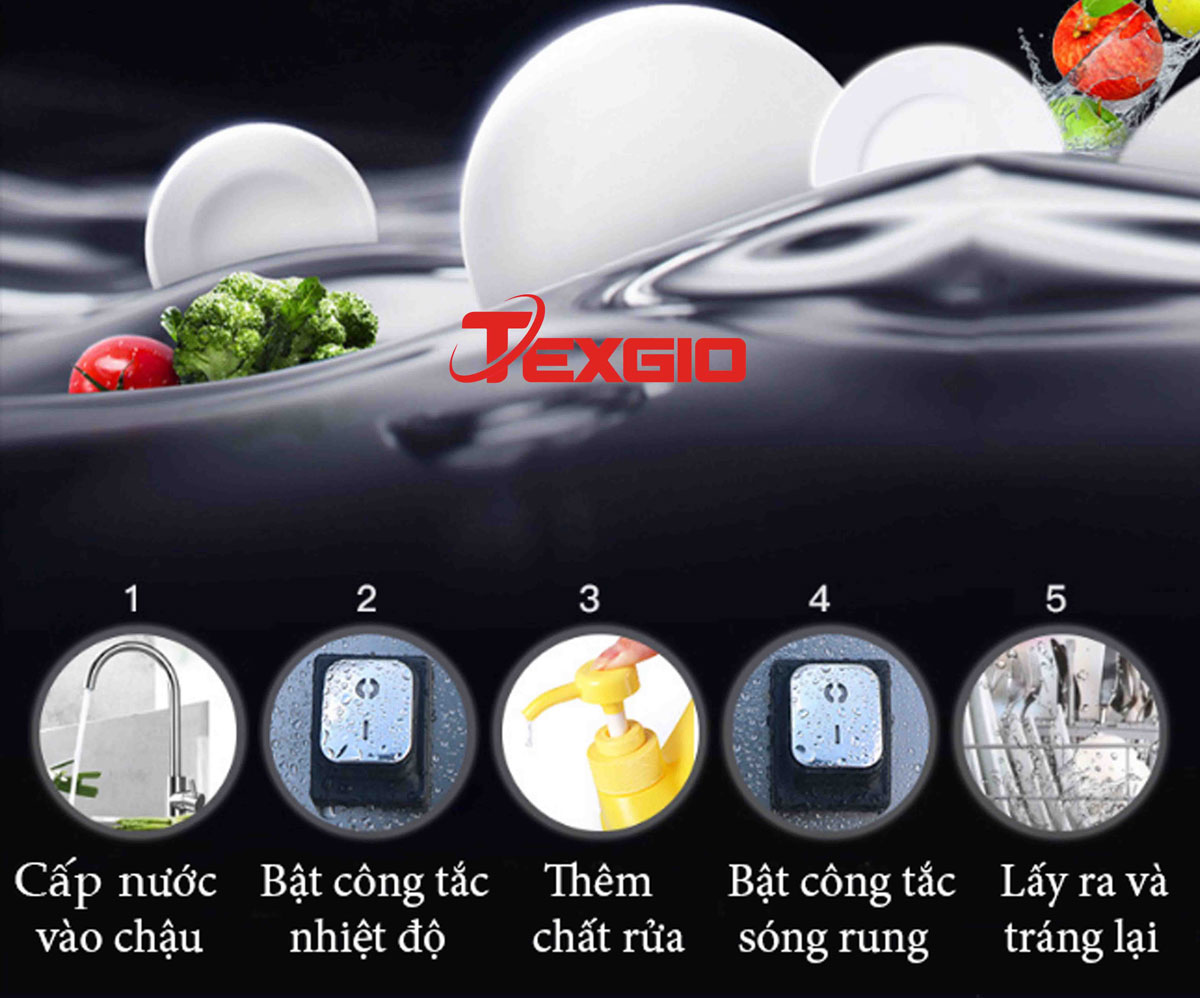 Máy rửa bát Texgio sử dụng đơn giản Máy rửa bát Texgio