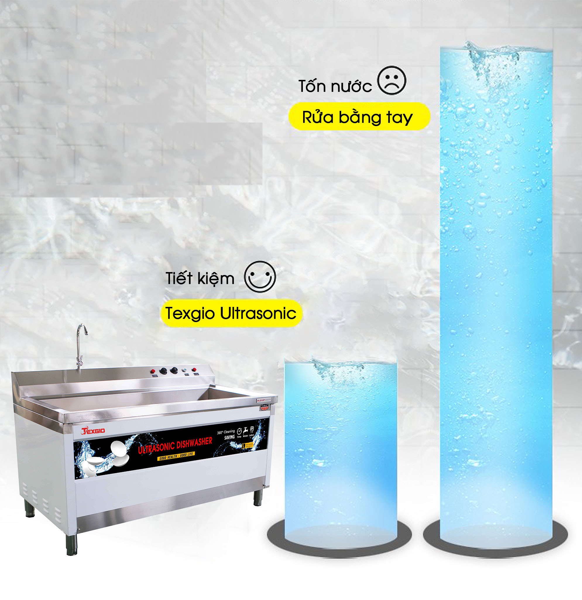 Số lượng nước rửa chỉ bằng 1/3 so với cách rửa truyền thống