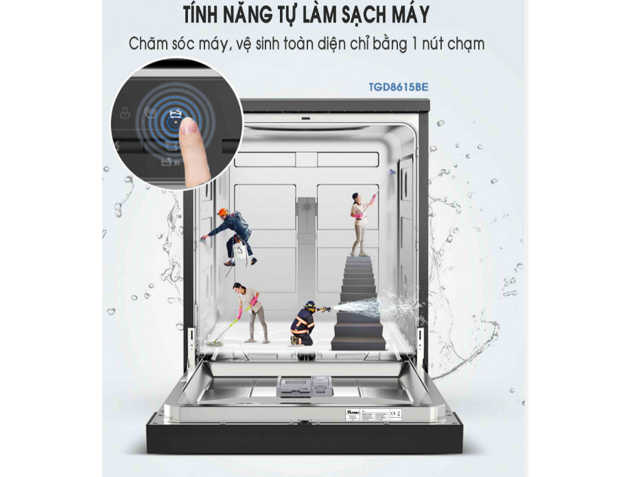Máy rửa chén bát Texgio TGD8615BE - 15 bộ (Độc lập/bán âm tủ)