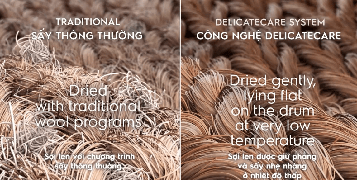 Máy sấy Electrolux EDV754H3WB sử dụng công nghệ DelicateCare an toàn với đồ len, lụa