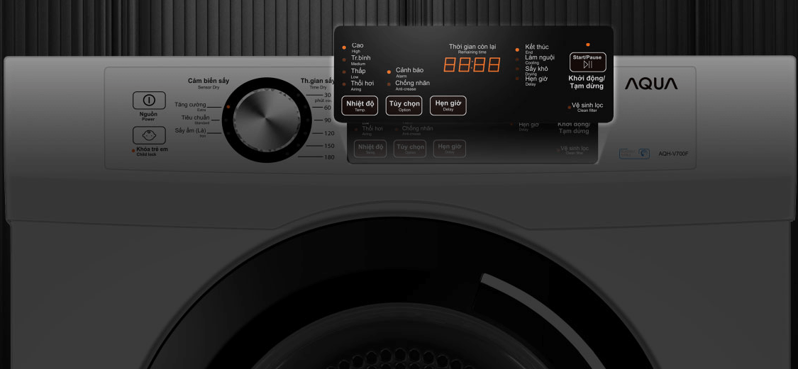 Bảng điều khiển cảm ứng, có núm vặn và đèn LED hiển thị Bảng điều khiển cảm ứng, có núm vặn và đèn LED hiển thị