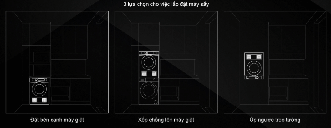Máy sấy khô quần áo Aqua AQH-V700FW 7kg linh hoạt trong việc lắp đặt Máy sấy khô quần áo Aqua AQH-V700FW 7kg linh hoạt trong việc lắp đặt
