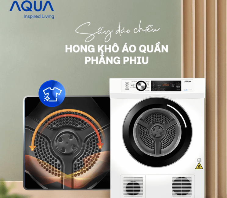 Máy sấy Aqua V700F.W có chức năng sấy đảo chiều, giảm nhăn Máy sấy Aqua V700F.W có chức năng sấy đảo chiều, giảm nhăn