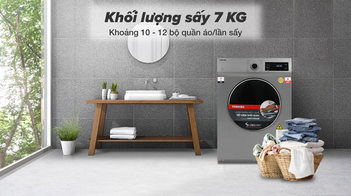 Máy sấy Toshiba TD-H80SEV(SK) có khối lượng sấy 7kg