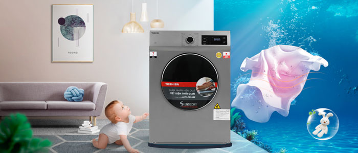 Máy sấy thông hơi Toshiba 7kg TD-H80SEV có chức năng khóa trẻ em tiện lợi