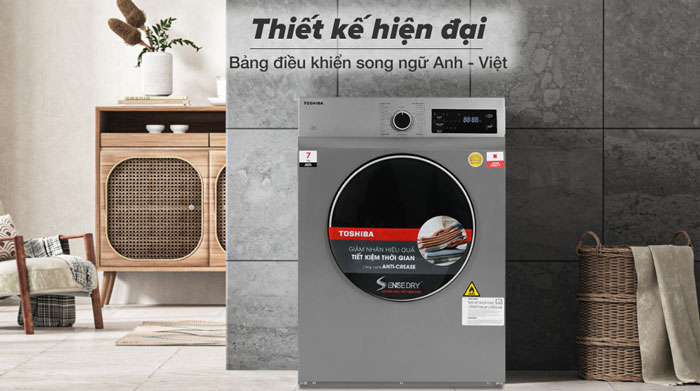 Máy sấy quần áo Toshiba TD-H80SEV sở hữu kiểu dáng hiện đại