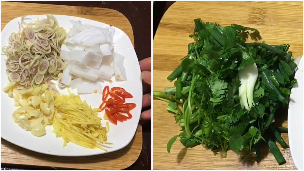 Sơ chế các nguyên lieu còn lại Sơ chế các nguyên lieu còn lại