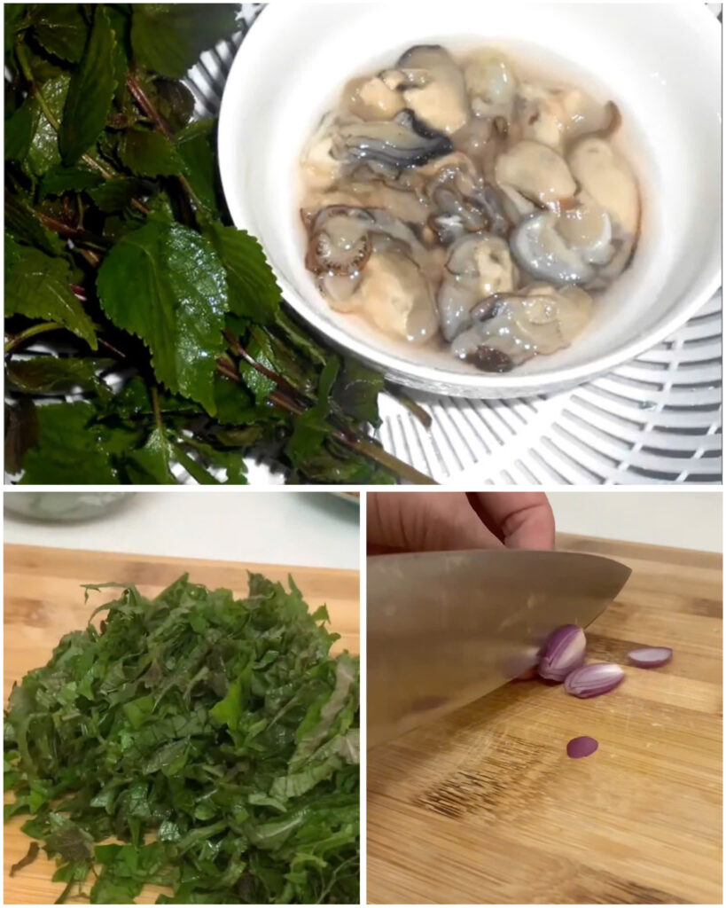 Sơ chế hàu và tía tô