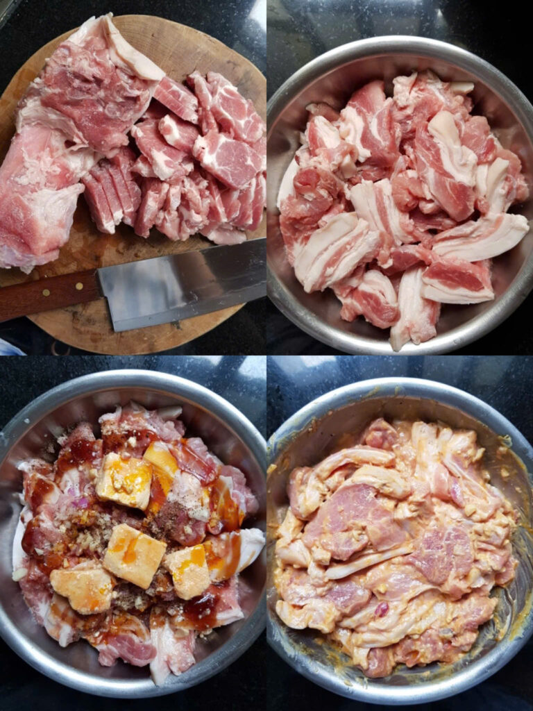 Sơ chế và ướp thịt heo