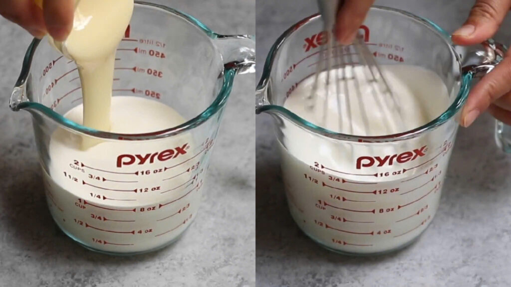 Trộn hỗn hợp kem sữa