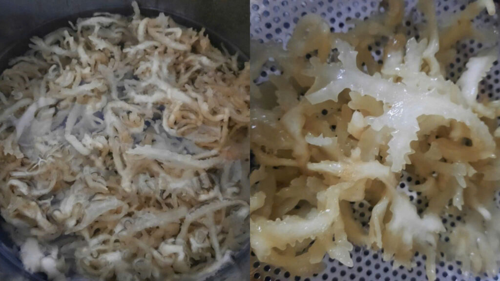 Sơ chế rau chân vịt khô