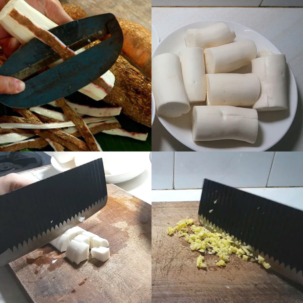 Sơ chế sắn và gừng