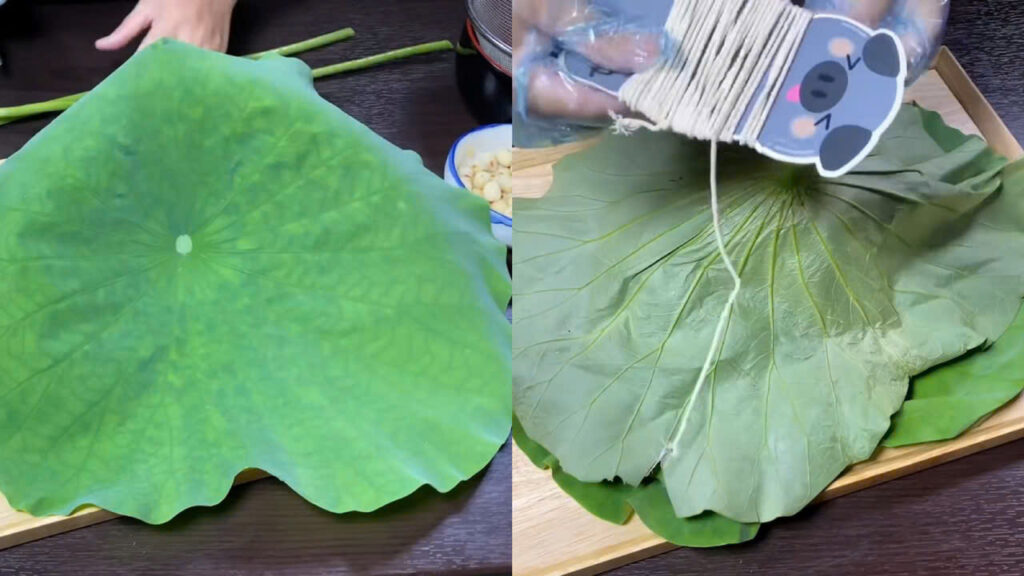 Chuẩn bị lá sen