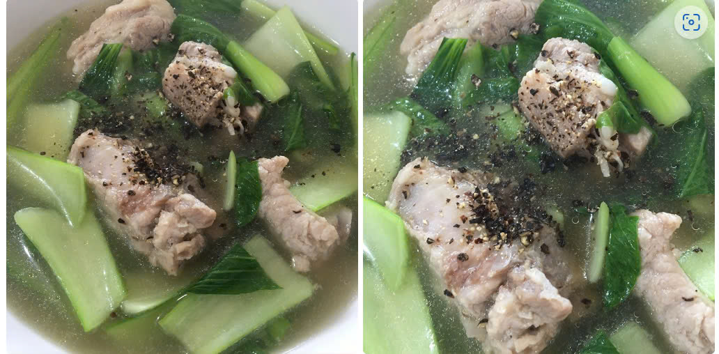 Thành phẩm canh cải thìa nấu thịt heo Thành phẩm canh cải thìa nấu thịt heo