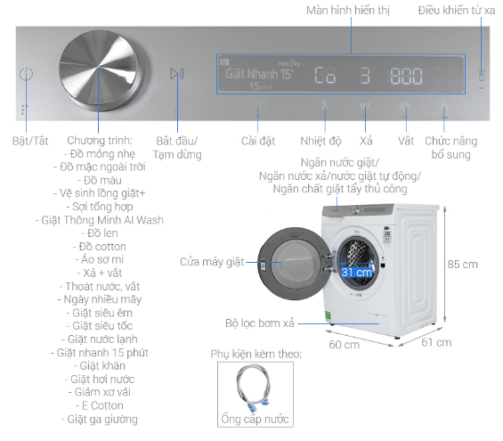 Máy giặt Samsung AI Ecobubble 12kg WW12CGP44DSHSV