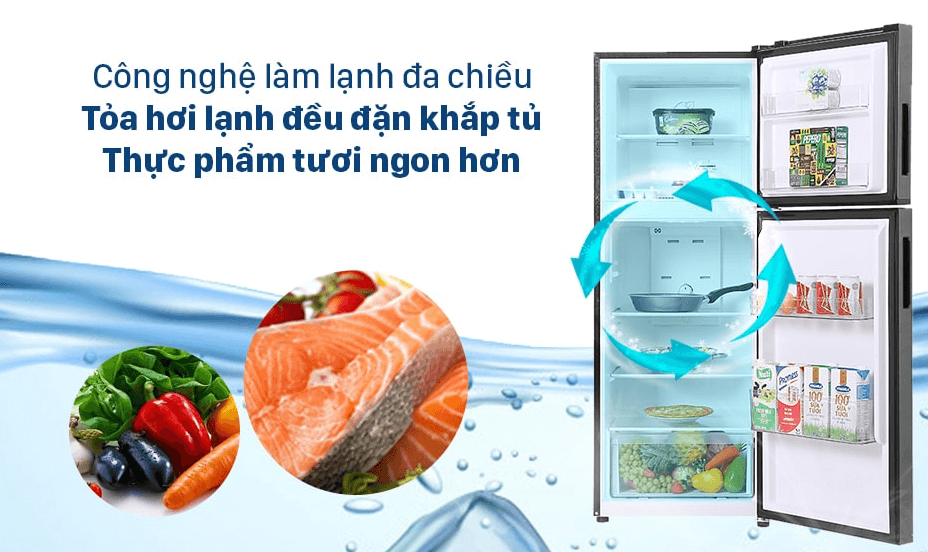 Tủ lạnh Aqua Inverter 358 lít AQR-T410FA(WGB) được trang bị hệ thống làm lạnh đa chiều