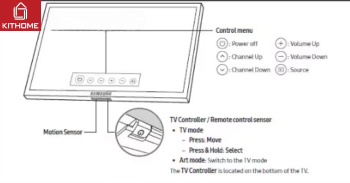 Trường hợp 2: Nút nguồn nằm ở vị trí giữa của cạnh dưới mặt trước tivi Samsung Trường hợp 2: Nút nguồn nằm ở vị trí giữa của cạnh dưới mặt trước tivi Samsung