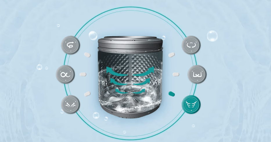 máy giặt TV2516DV3B còn được ứng dụng công nghệ 6 chuyển động Máy giặt lồng đứng LG Inverter 16kg TV2516DV3B